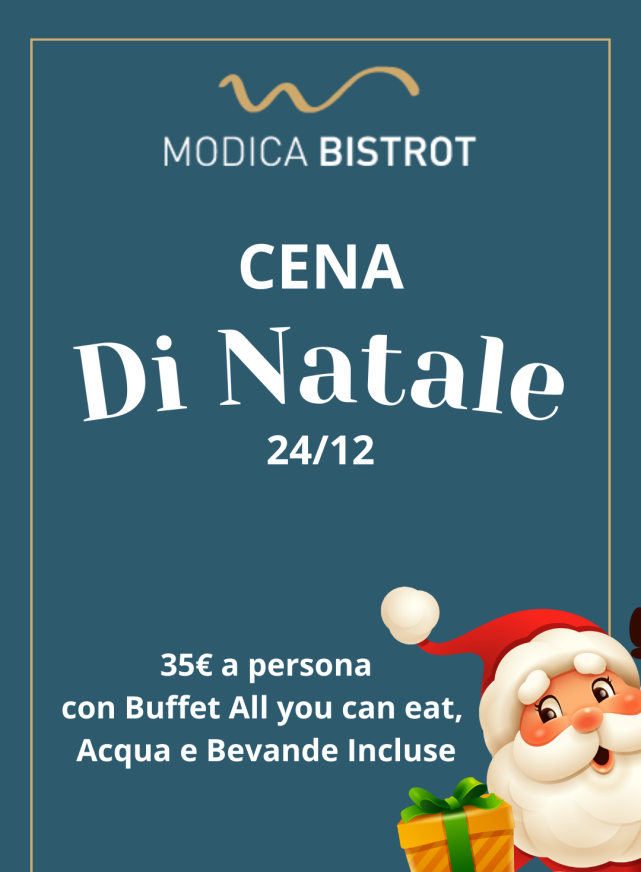 Cena di Natale con buffet illimitato, bevande incluse.